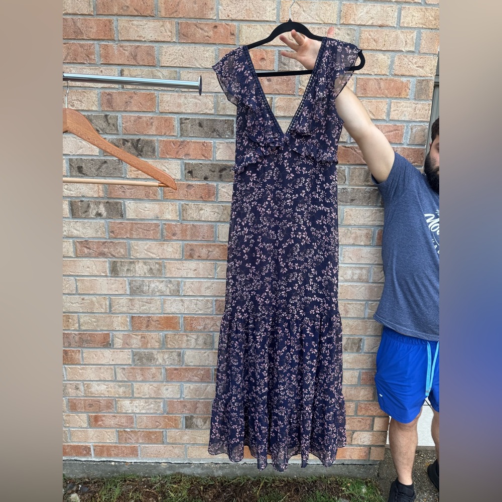 Lulu's Navy Floral Maxi Dress